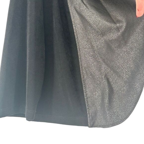 Chicos Travelers Jacket Black Faux Leather Draped Open Front 00 US XS 3/4 Sleeve - Picture 7 of 12